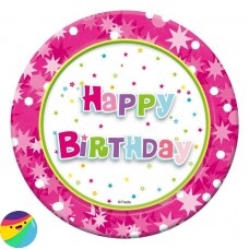 Krožniki Happy birthday roza